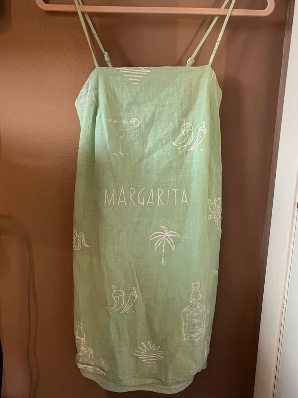 By Frankie Margarita Print Light Mint Green Cotton Shift Dress